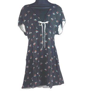 Free People Everyone's Favorite Mini Dress Black Combo Floral Dress XL NWT